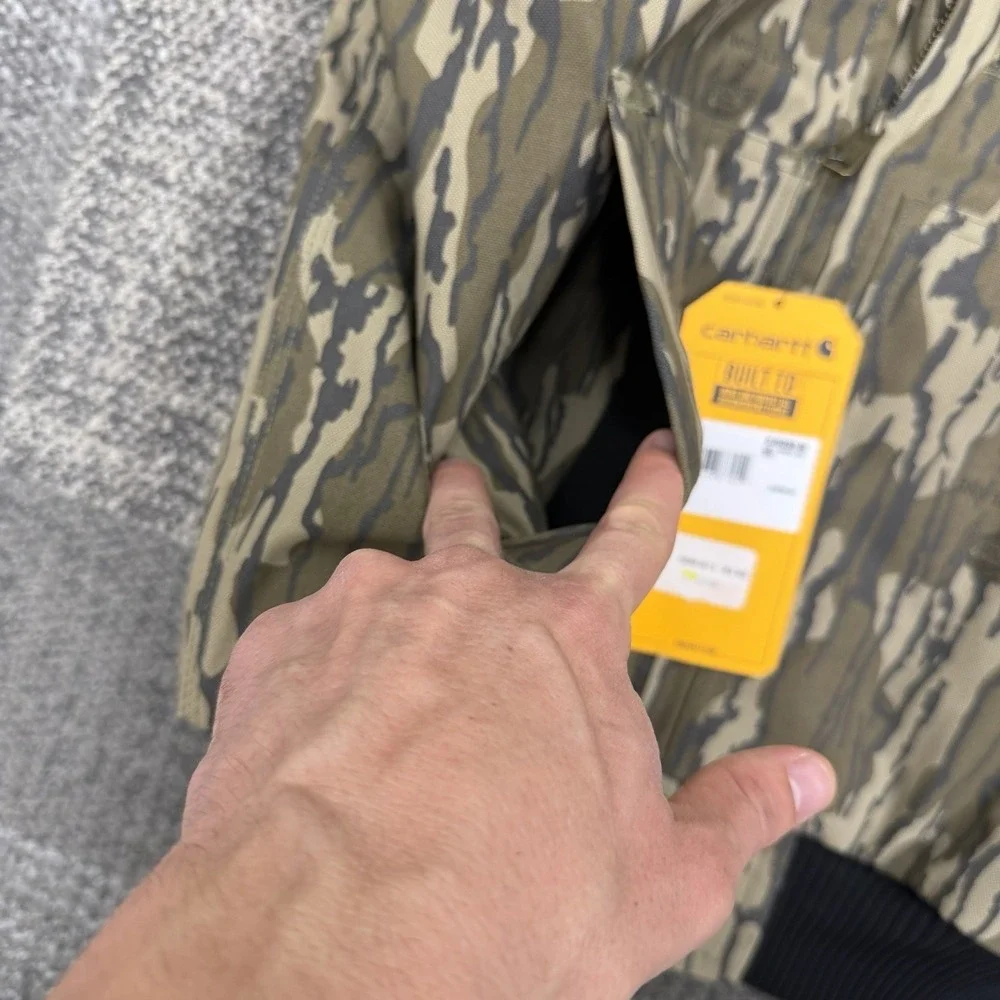 Carhartt Jacket Mens Small BottomLand Camo Rugged Flex‎ Duck Insulated Loose Fit